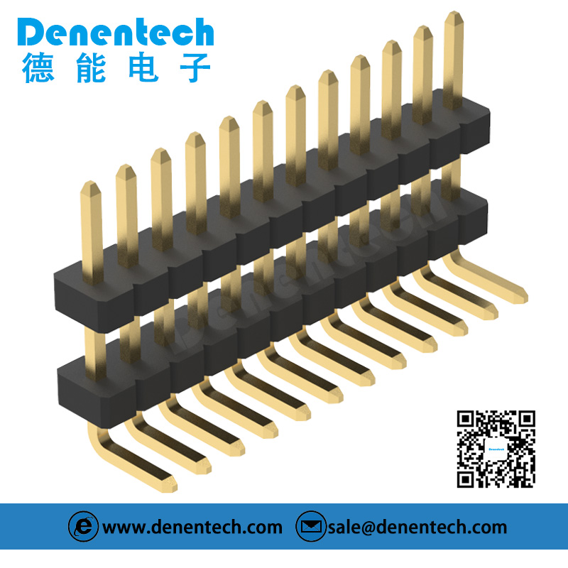 Denentech 1.27mm pin header single row dual plastic right angle 